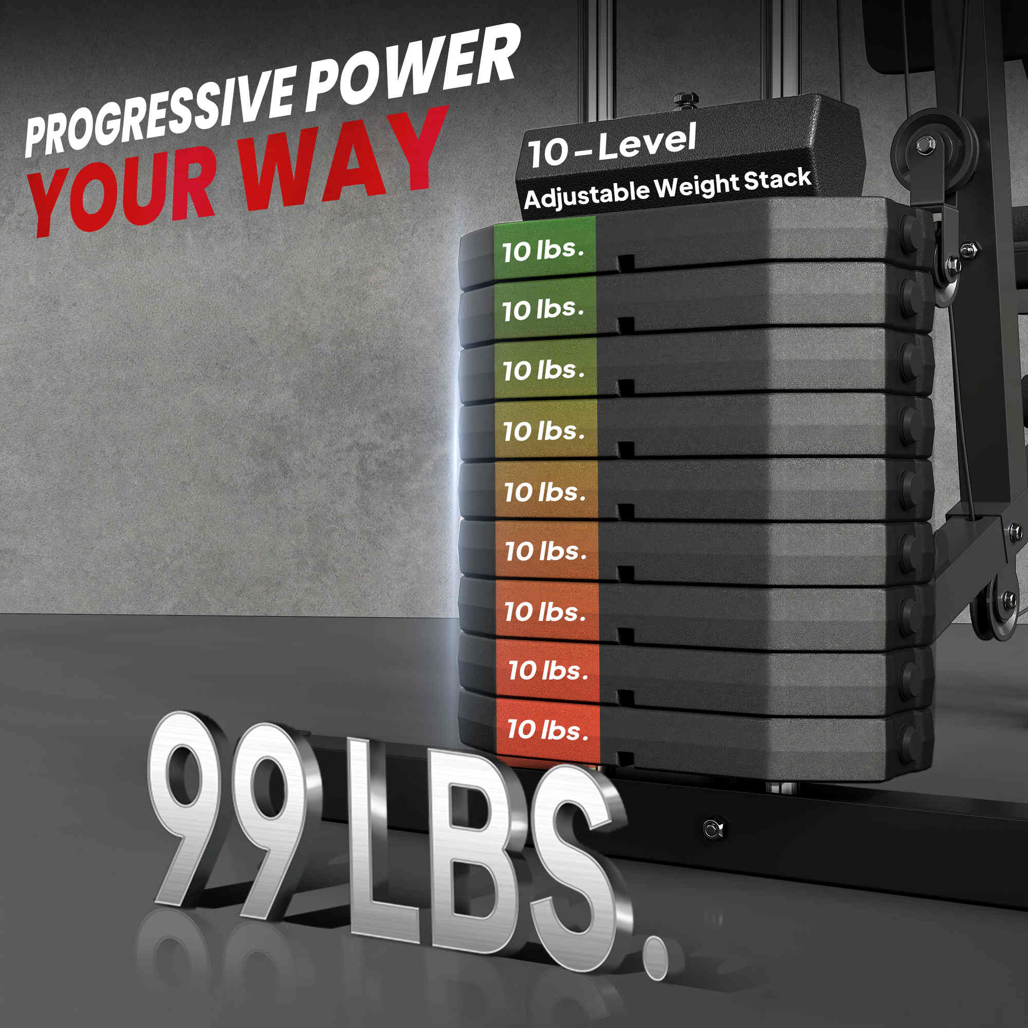 Premium Multifunction Home Gym System with 99-Lb Weight Stac