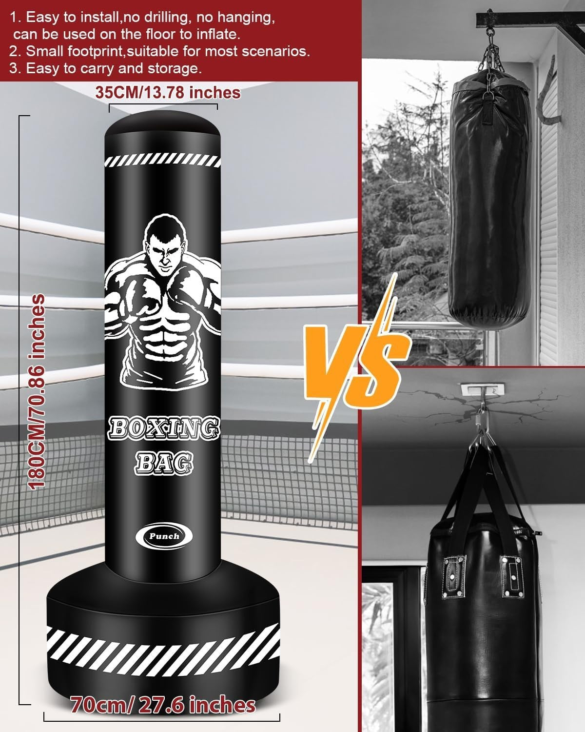 Heavy Punching Bag Boxing Free Standing Fitness MMA Fitness Training Equipment