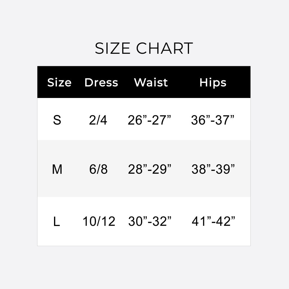 Size chart for ContourFlex leggings including measurements for small, medium, and large sizes.