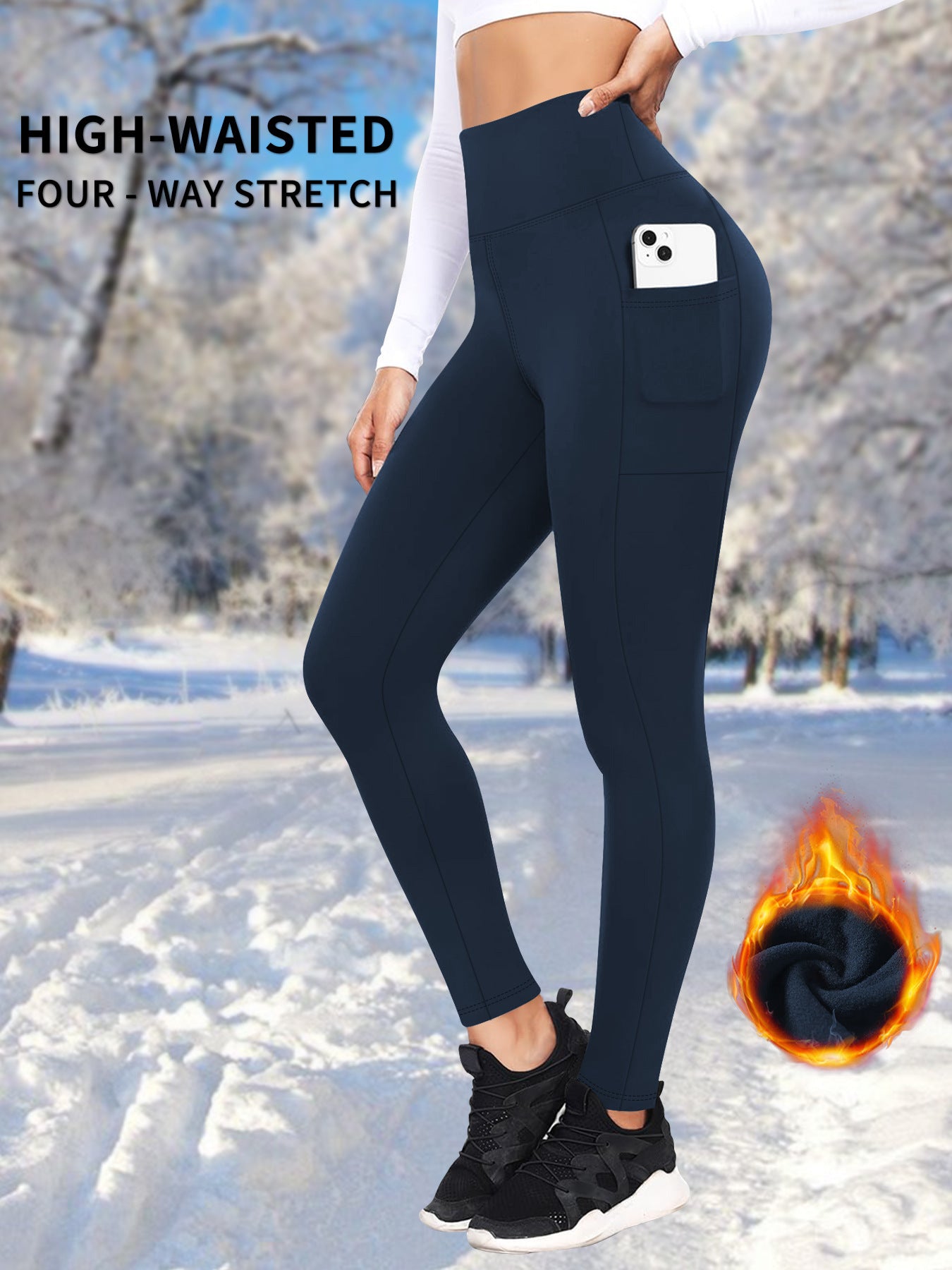 Women's Fleece Lined Yoga Pants-Warm, Soft & Pocket-Ready