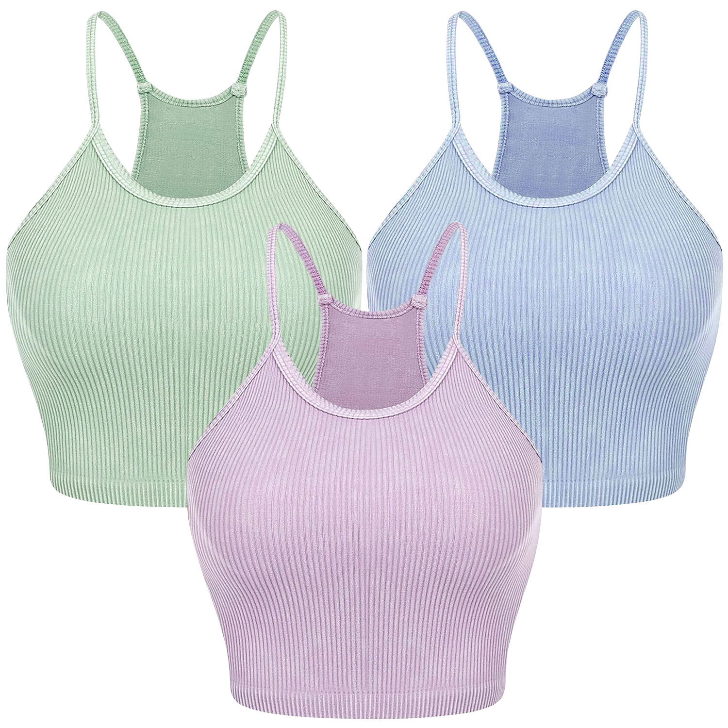 Women’s Summer Ribbed Knit Crop Tank Tops – 3‑Pack, Stretchy & Machine‑Washable