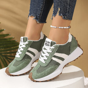 Urban Cloud: Women’s Striped Platform Sneakers – Breathable Everyday Walkers