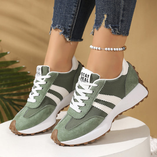 Breathable Platform Sneakers - Women’s Striped Walking Shoes