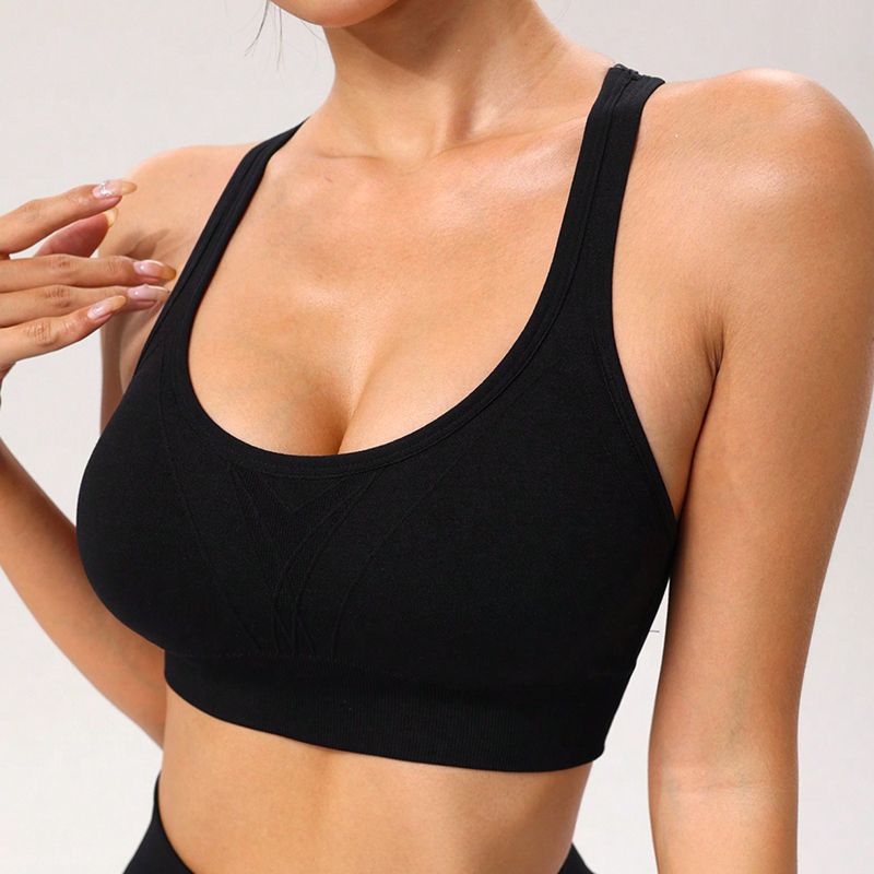 Beauty‑Back Seamless Knitted Sports Bra with Chest Pad for Women