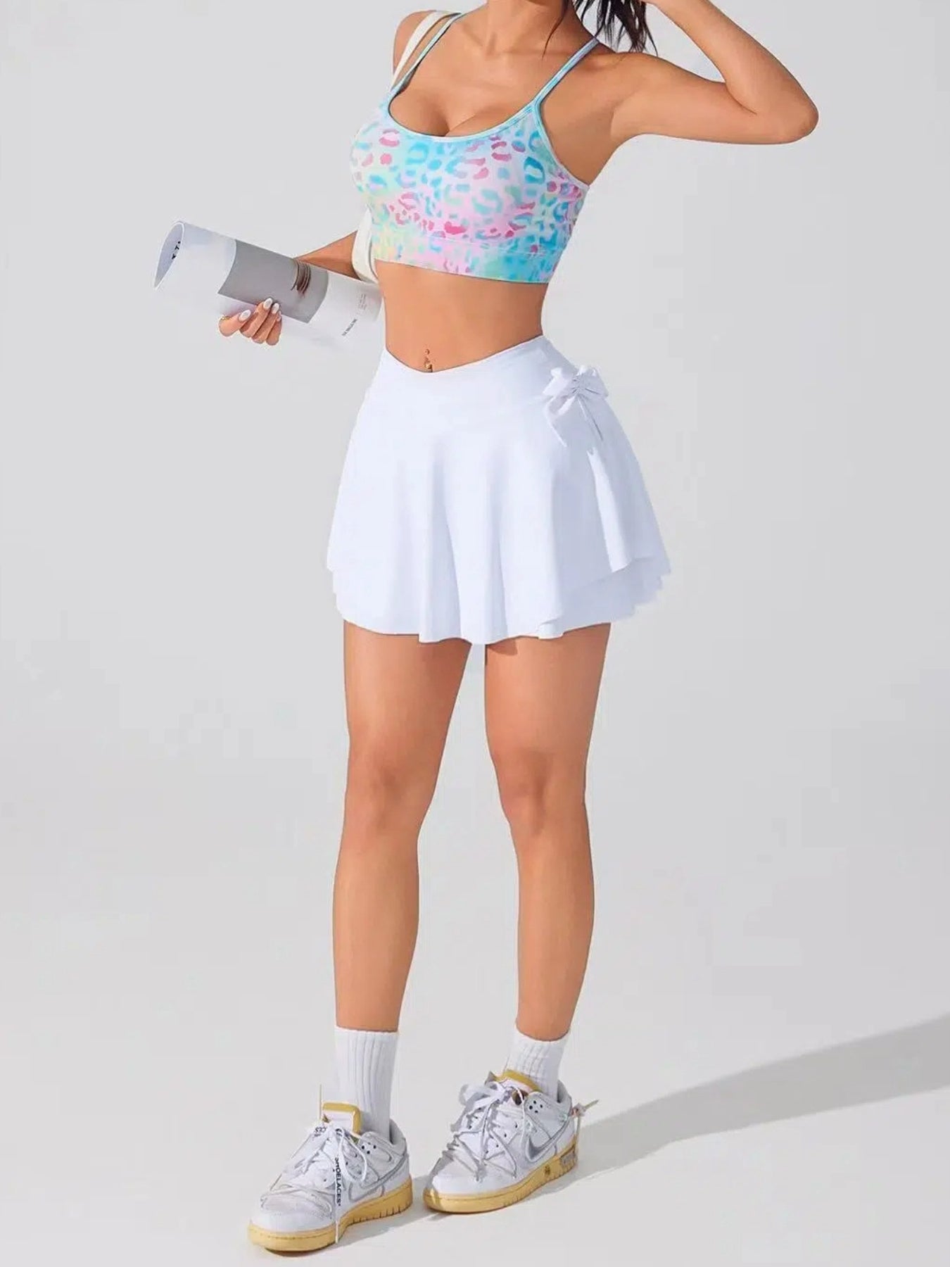 Women's Summer New Cross Thin-Strap Floral Print Daily Sports Bra