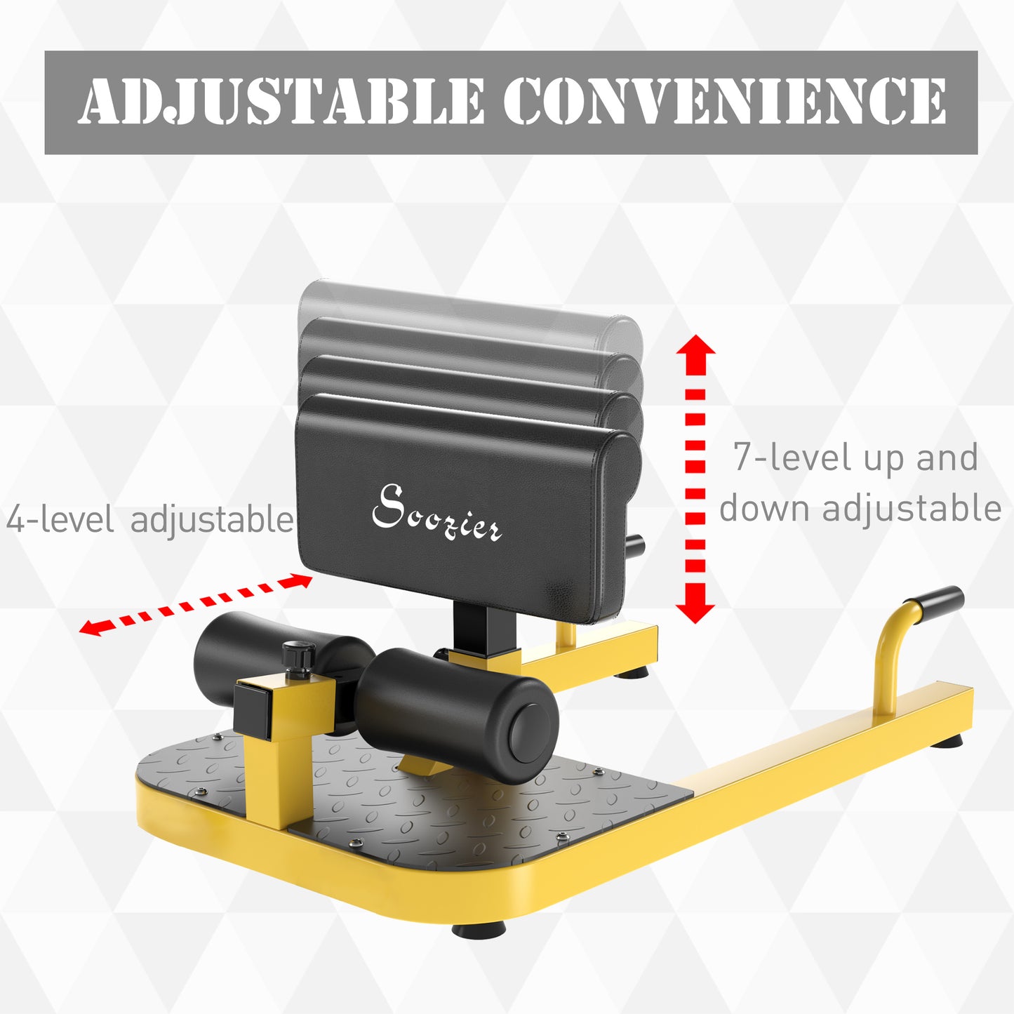 3-in-1 Padded Push Up Sit Up Deep Sissy Squat Machine Home Gym Fitness Equipment, Yellow