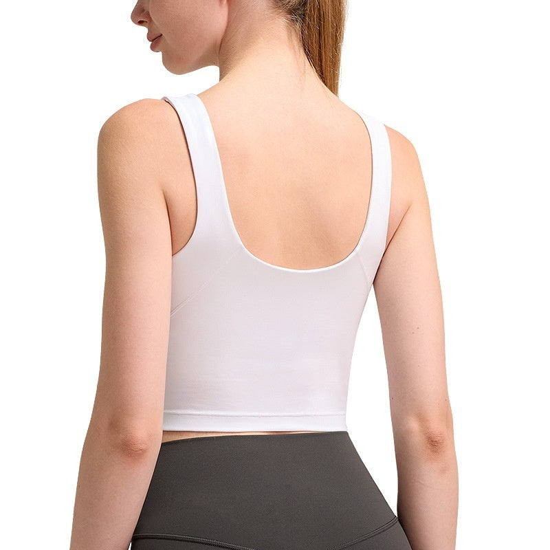 High‑Neck Women’s Yoga Sports Bra – Brushed Soft Beauty‑Back Vest