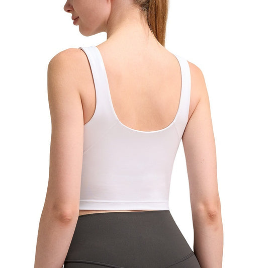 High Collar Women's Yoga Vest Workout Bra Brushed Soft Glutinous Sports Underwear