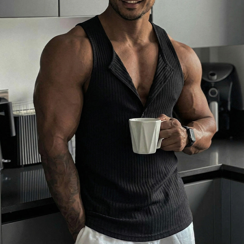 Premium Multi-Button Ribbed Fitness Shirt for Men - GearUp