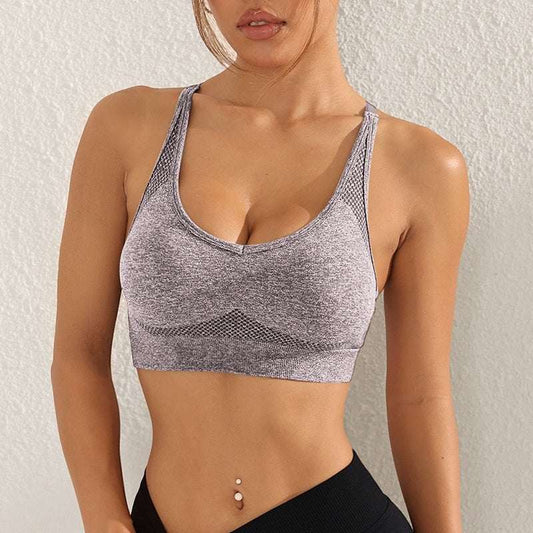 Womens cross strap sports tank top in multiple colors showcasing seamless, wire-free fitness vest with tie-up shoulder straps for workouts