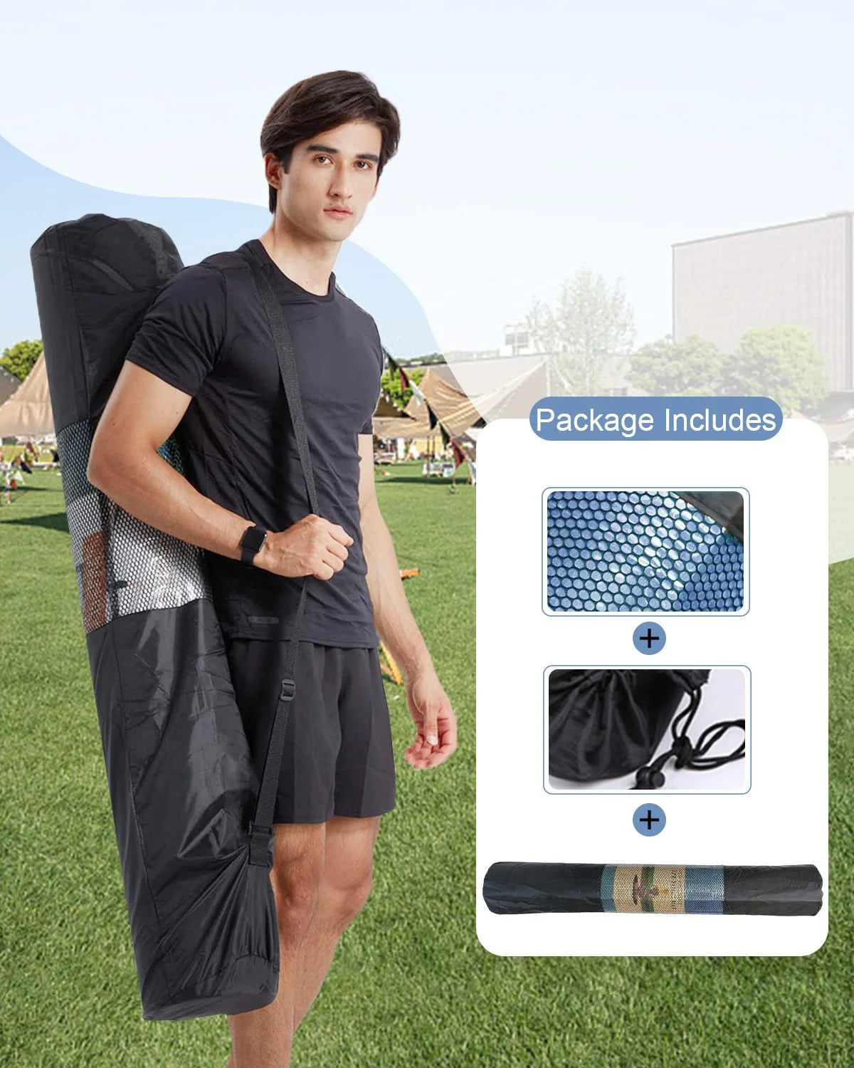 Large Yoga Mat Thick 15MM TPE Non-Slip Exercise Mats for Pilates Fitness Workouts, 78"X51", Blue