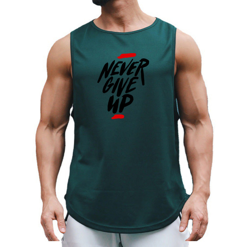 Men's summer workout vest with letter pattern in various colors