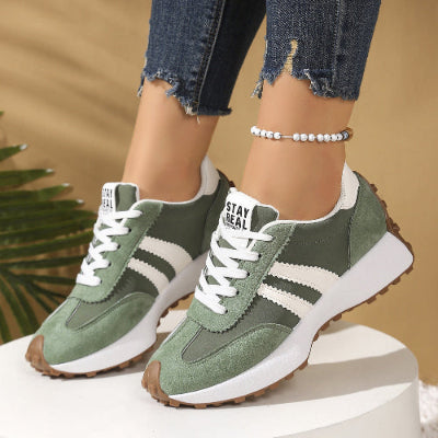 Urban Cloud: Women’s Striped Platform Sneakers – Breathable Everyday Walkers