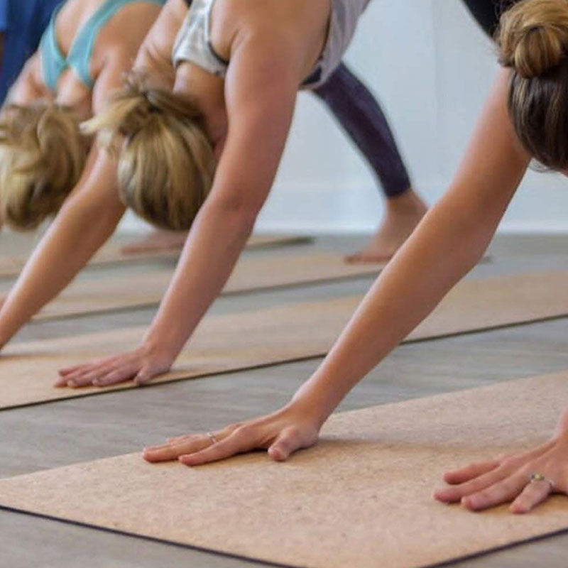 Cork Rubber Yoga Mat – Body Alignment Lines, Thick & Sweatproof