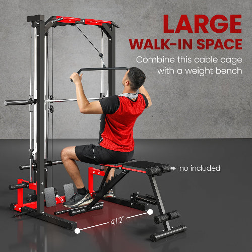 Smith Machine Power Rack – Multi-Function Home Gym with Lat Pulldown & Landmine
