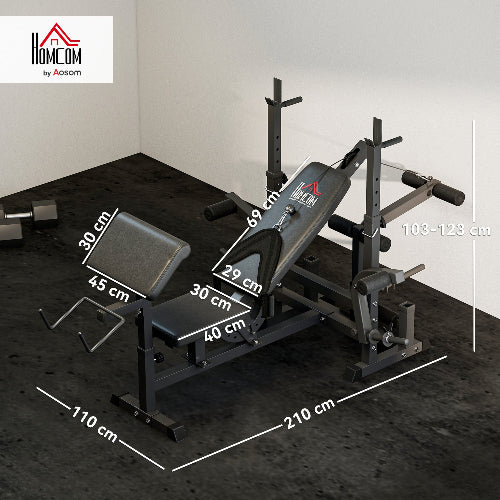 6‑in‑1 Adjustable Weight Bench with Leg Extension & Preacher Curl