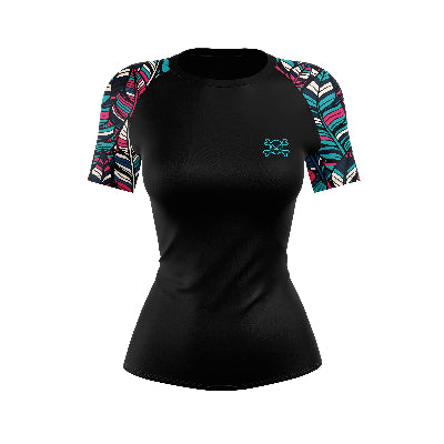 Boho-Motion Series: Women’s Athletic Compression Top – Leaf Print Edition