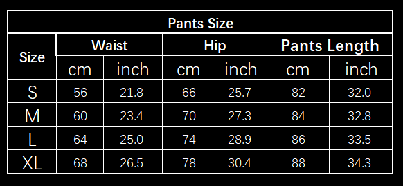 Women's seamless crop top and leggings set size chart 2