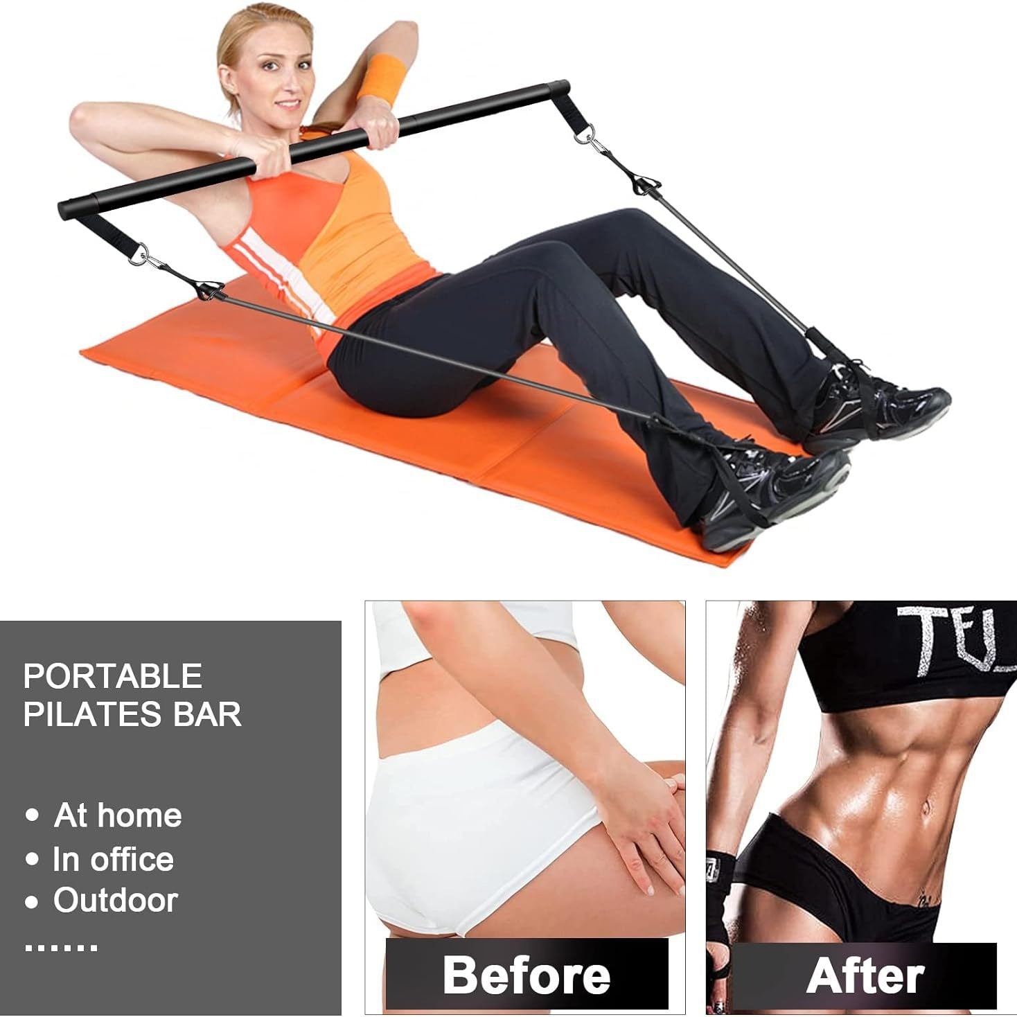 Yoga & Pilates Bar Set – Resistance Band Fitness Trainer