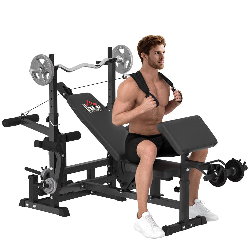 6‑in‑1 Adjustable Weight Bench with Leg Extension & Preacher Curl