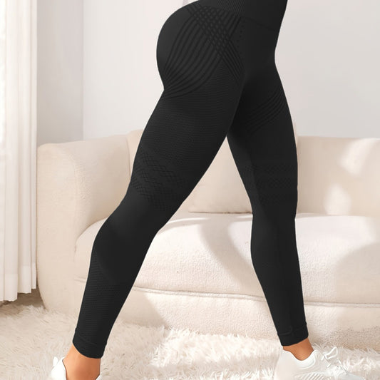 StrideFlex High-Waist Performance Joggers in black showcased against a cozy home background.