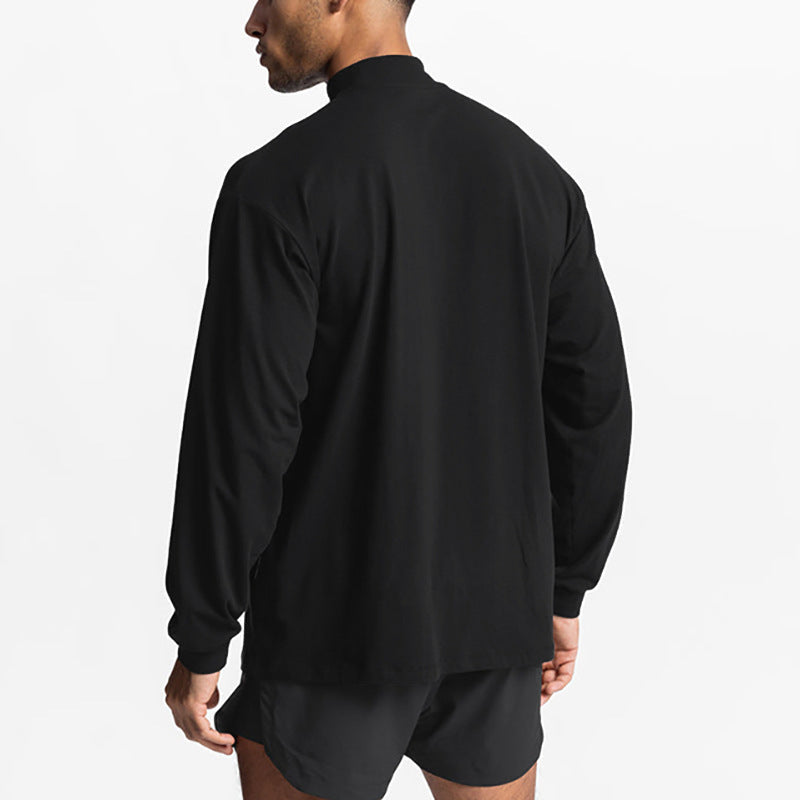 Muscle Warrior Workout long sleeve cotton pullover t-shirt in black and white for youth sportswear