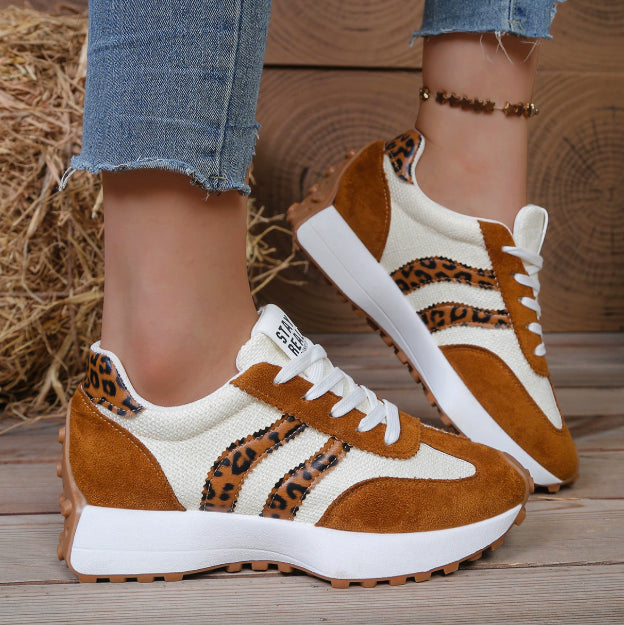 Breathable Platform Sneakers - Women’s Striped Walking Shoes