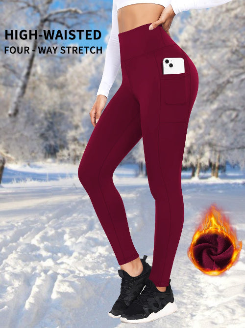 Women's Fleece Lined Yoga Pants-Warm, Soft & Pocket-Ready