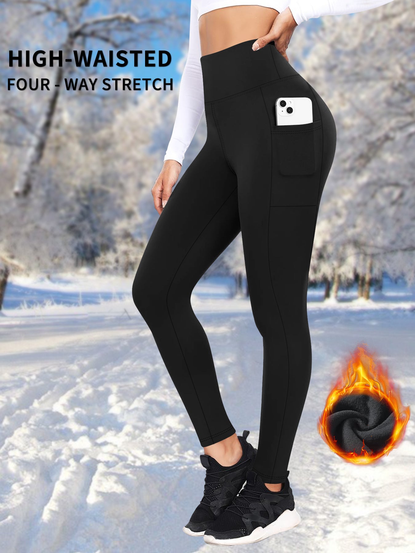 Women's Fleece Lined Yoga Pants-Warm, Soft & Pocket-Ready