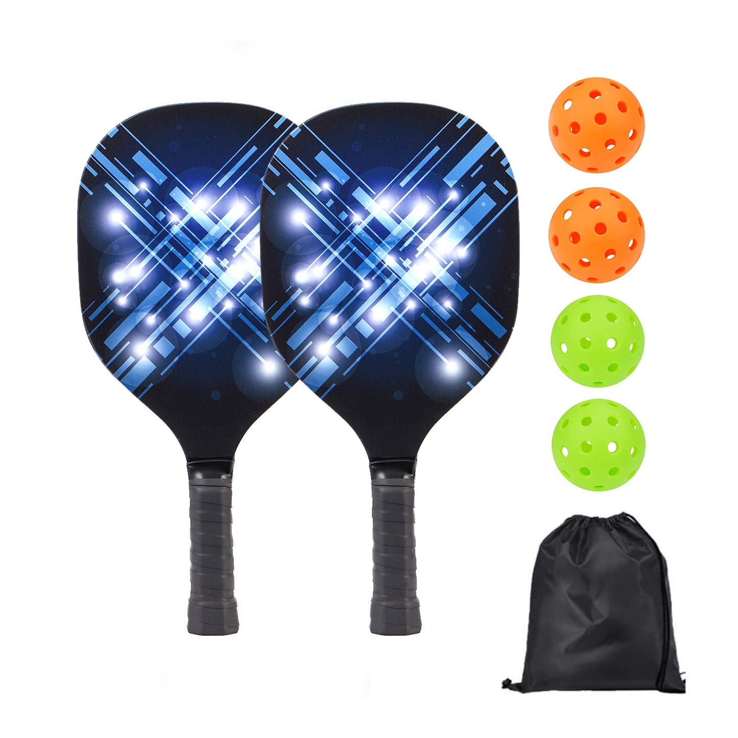 Poplar Wood Pickleball Paddle Set with UV Printing – Durable Paddles + Balls + Bag