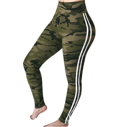 Women's Color-Block Fashion Sport Leggings in Camo Print – Side Stripe Athletic Fit | GearrUp