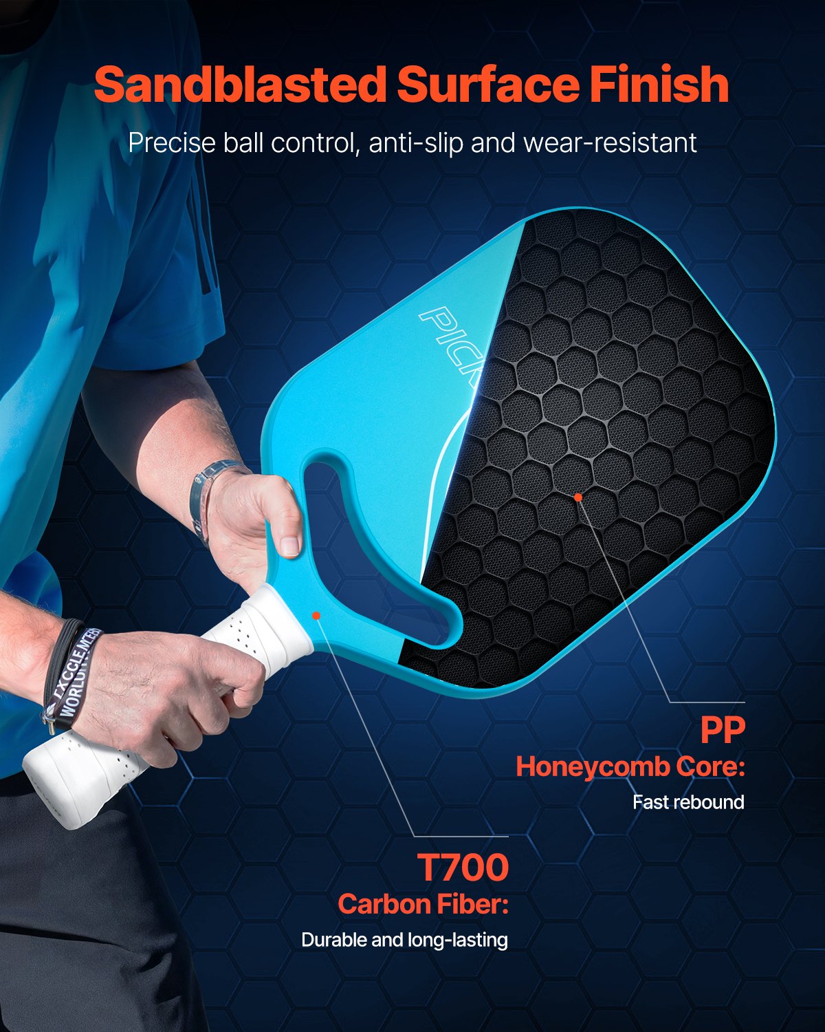 Pro Carbon Fiber Pickleball Paddle – Aero-Throat & Honeycomb Core Edition