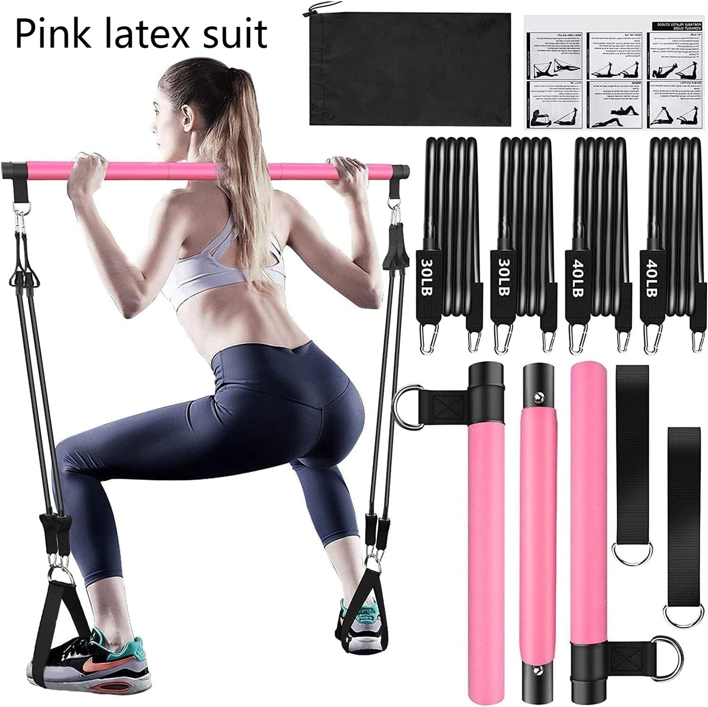 Pilates Bar Suit With Multifunction Resistance Band Pulling Rope Yoga Fitness