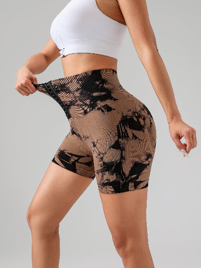 4 Pack-Tie Dye Lifting High Waist Skinny Stretch Gym Shorts