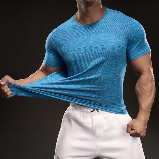 Breathable Men's Training Shirt in Light Blue - Stretchy Moisture-Wicking Fabric | GearrUp
