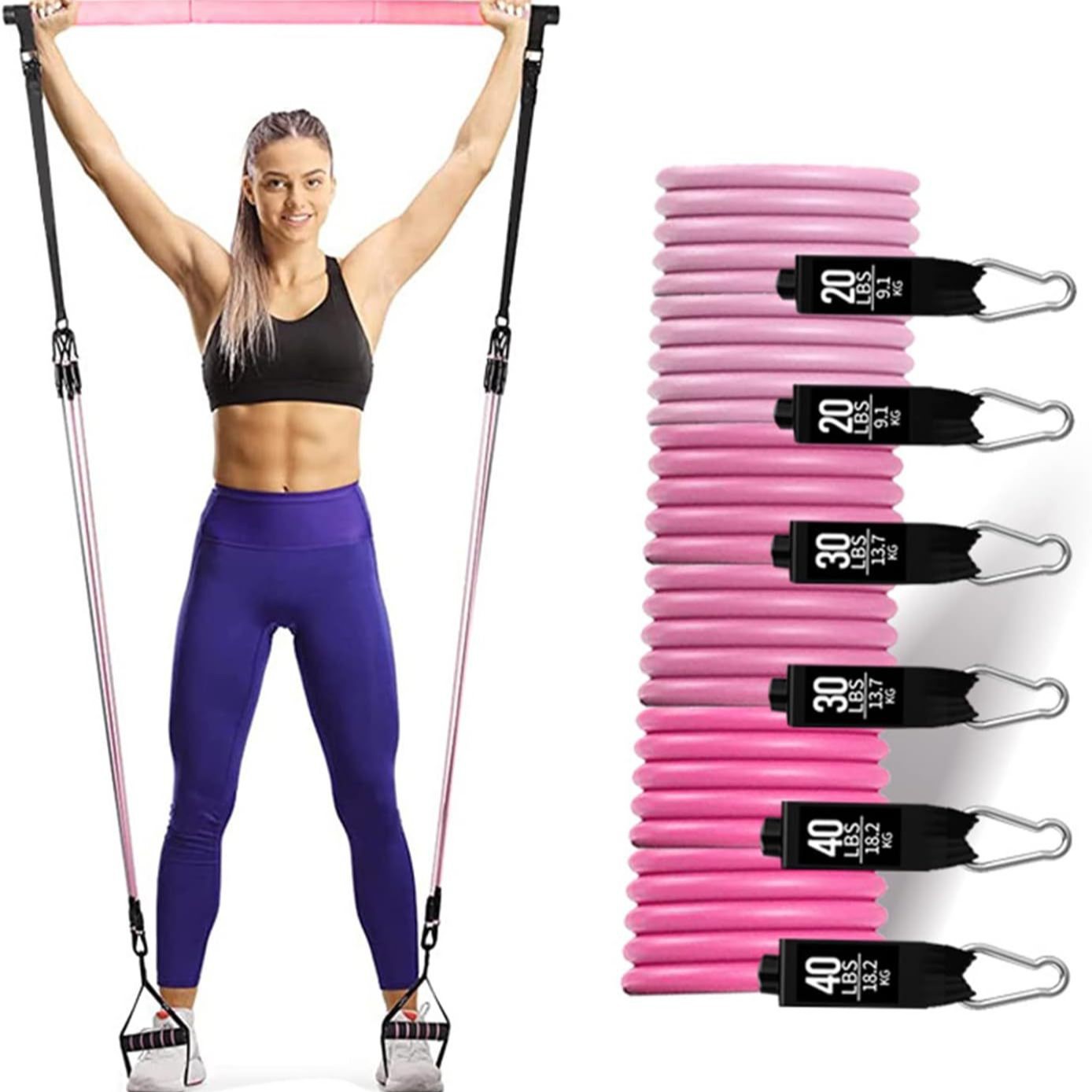 180 lb Resistance Bar Kit – Yoga & Gym Training Set