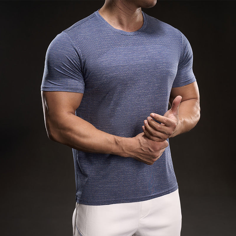Breathable Men's Training Shirt in Dark Blue - Quick-Dry Athletic Training Tee | GearrUp
