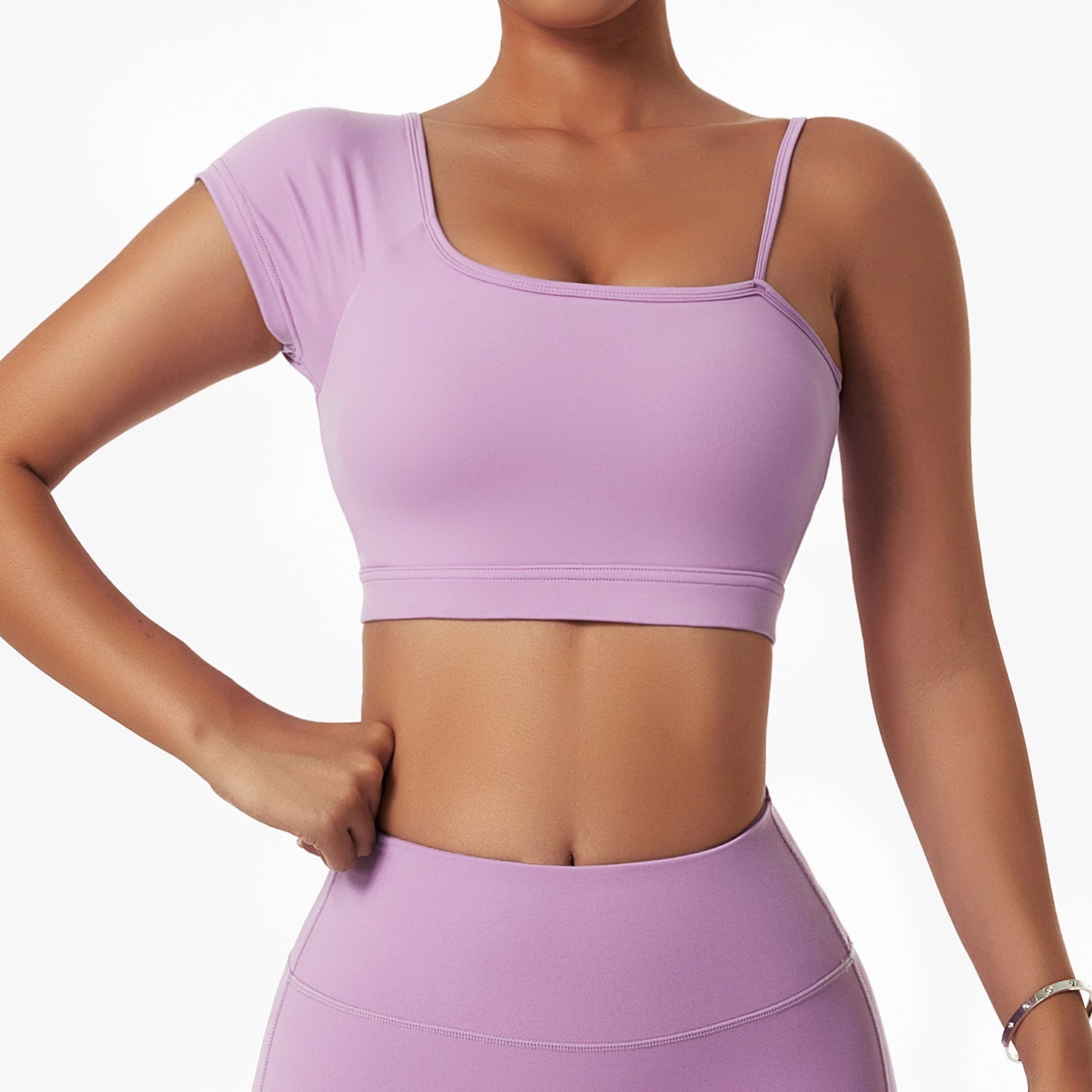 Women’s Off‑Shoulder Yoga & Running Set – Sports Bra + Tights