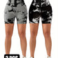 2 Pack 3-ROW HOOK Seamless Sexy Tie Dye Shorts Scrunch Butt Lifting Tummy Control High Waist Quick Drying Sports Yoga Shorts