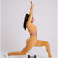 Workout Sets Women 2 Piece Gym Outfits Seamless Yoga Long Sleeve Crop Top Stripes Legging Mesh Yellow Medium