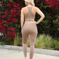 Bedford Seamless Python Pattern Leggings & Sports Bra Set- Coffee