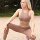 Bedford Seamless Python Pattern Leggings & Sports Bra Set- Coffee