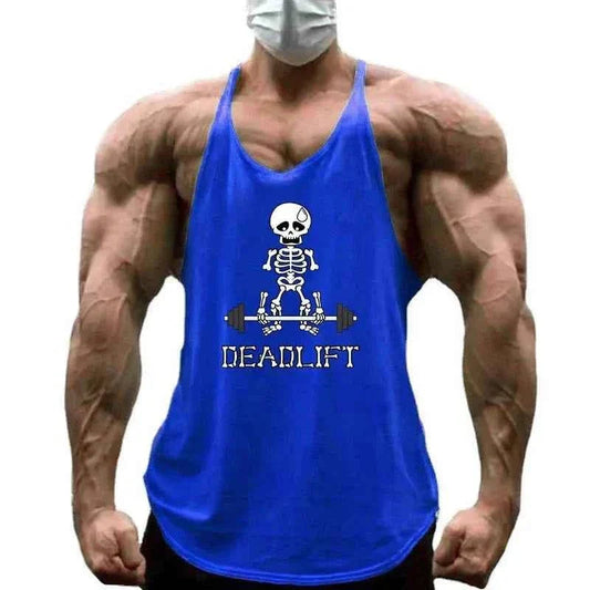 Men's Gym Muscle Workout Sleeveless Tank Top in breathable fabric showcasing athletic fit and muscle definition