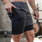 Men’s 2-in-1 Camo Running Shorts — Quick-Dry Gym Fitness Training Shorts with Inner Compression Layer for Summer Workouts