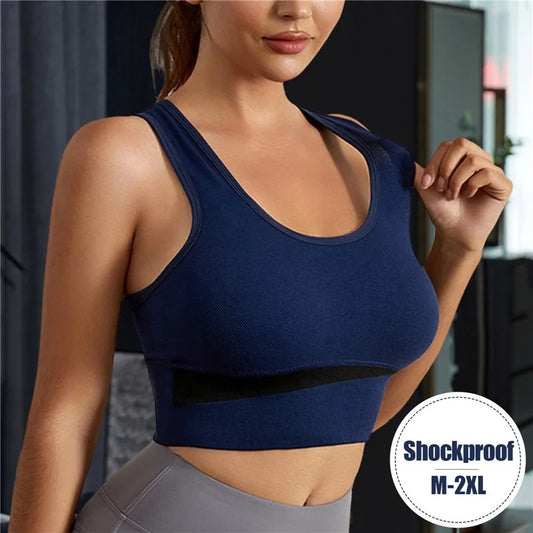 FlexForm Seamless Padded Fitness Bralette in navy, designed for lightweight support and shockproof training.