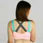 SOBEYO Sports Bra Padded Elastic Straps Cross Back Pink