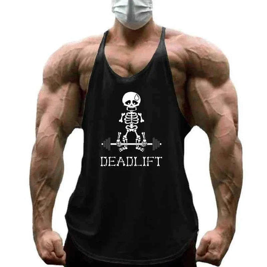 Men's gym muscle workout sleeveless tank top in black with athletic fit and breathable fabric