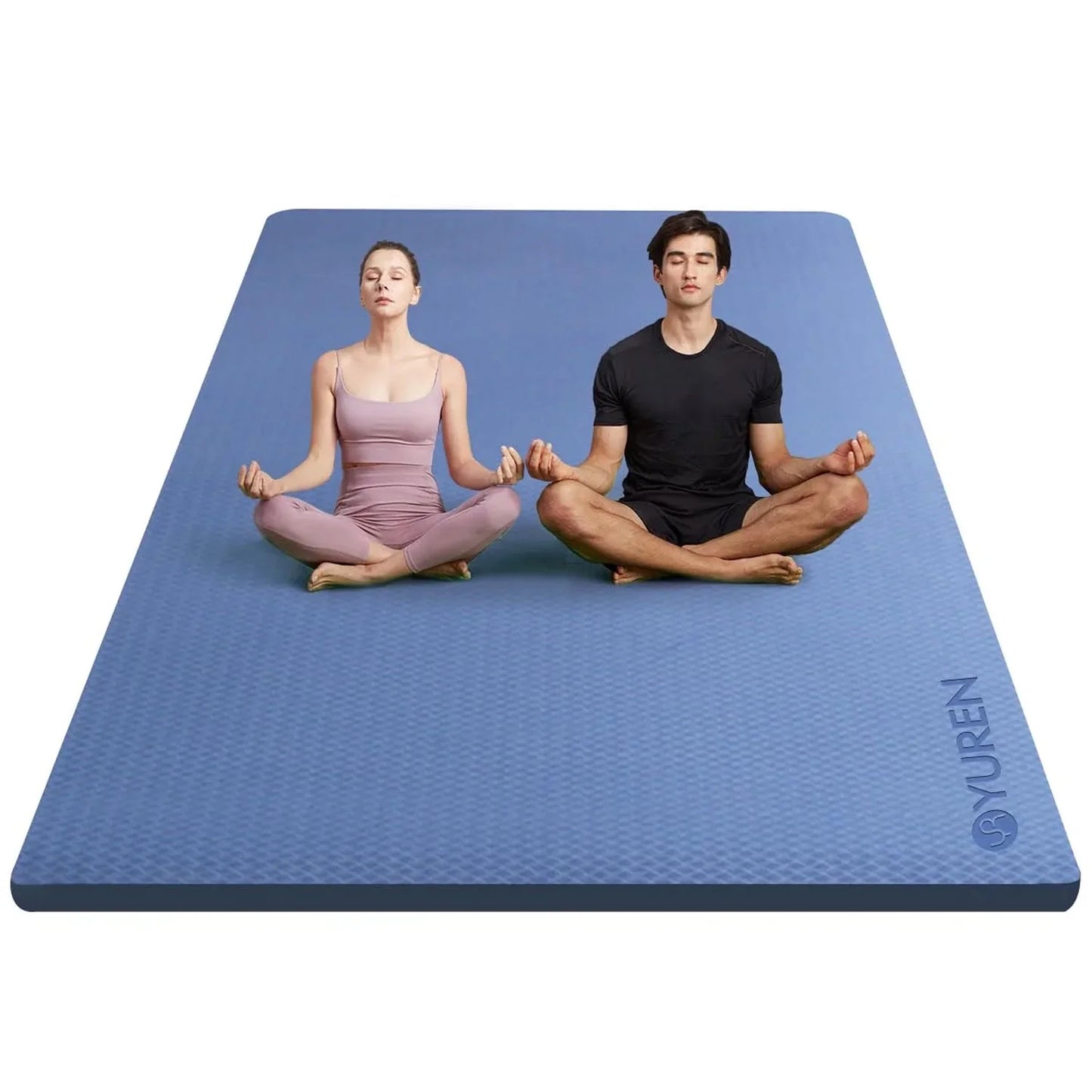 Large Yoga Mat Thick 15MM TPE Non-Slip Exercise Mats for Pilates Fitness Workouts, 78"X51", Blue