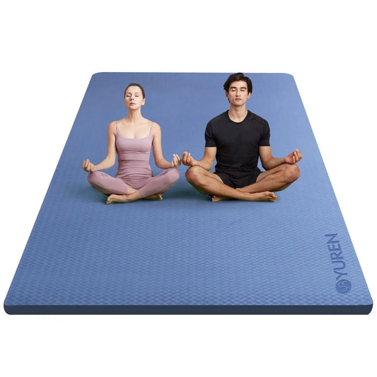 Large Yoga Mat Thick 15MM TPE Non-Slip Exercise Mats for Pilates Fitness Workouts, 78"X51", Blue