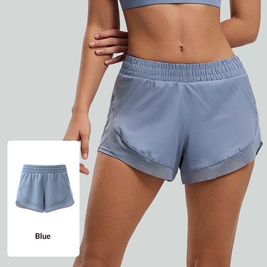 Women wearing seamless workout fitness shorts with pockets in various colors and sizes for sports activities